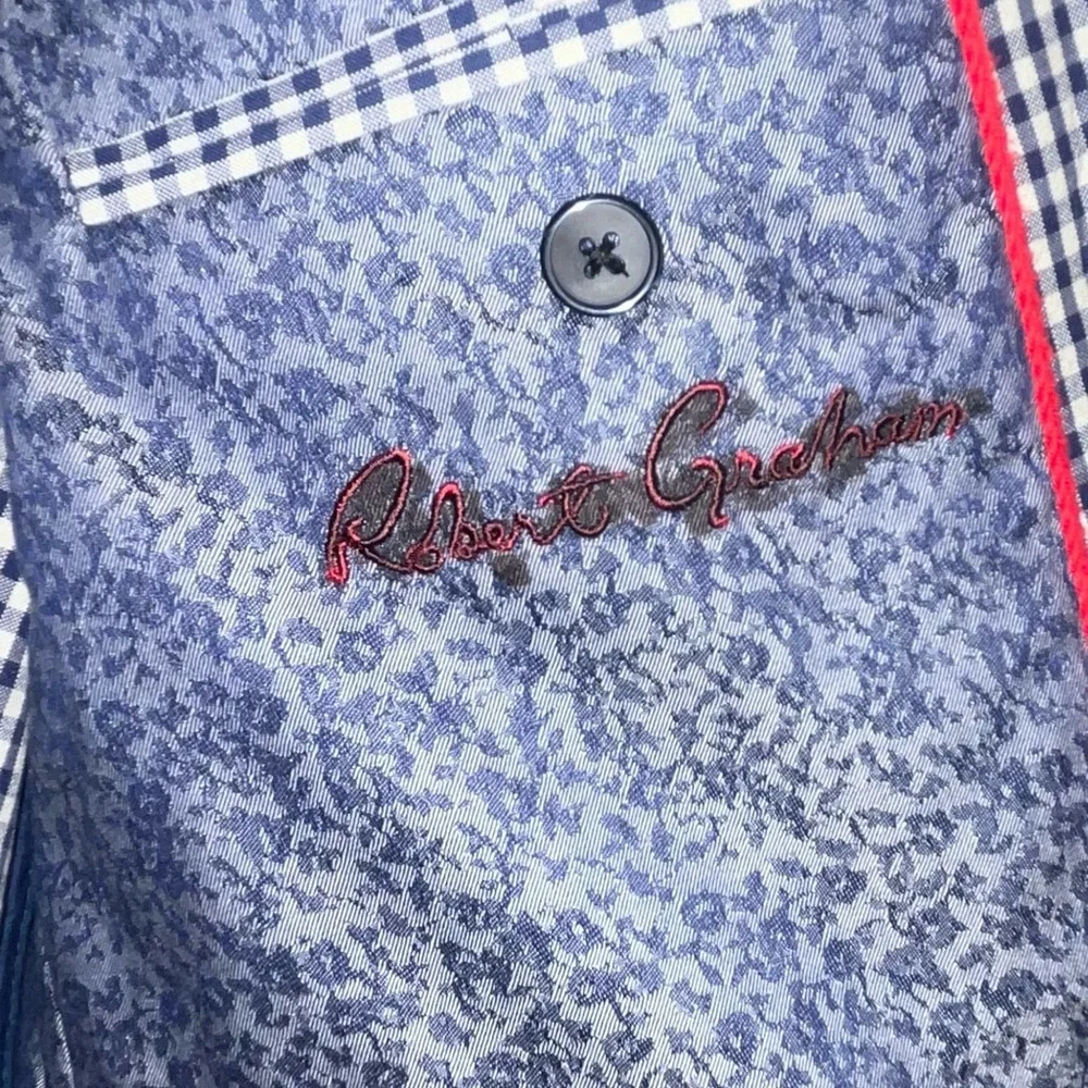 Robert Graham gingham check blue and white sport coat